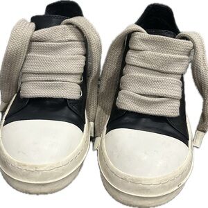 Black and White Sneakers with Cream Laces